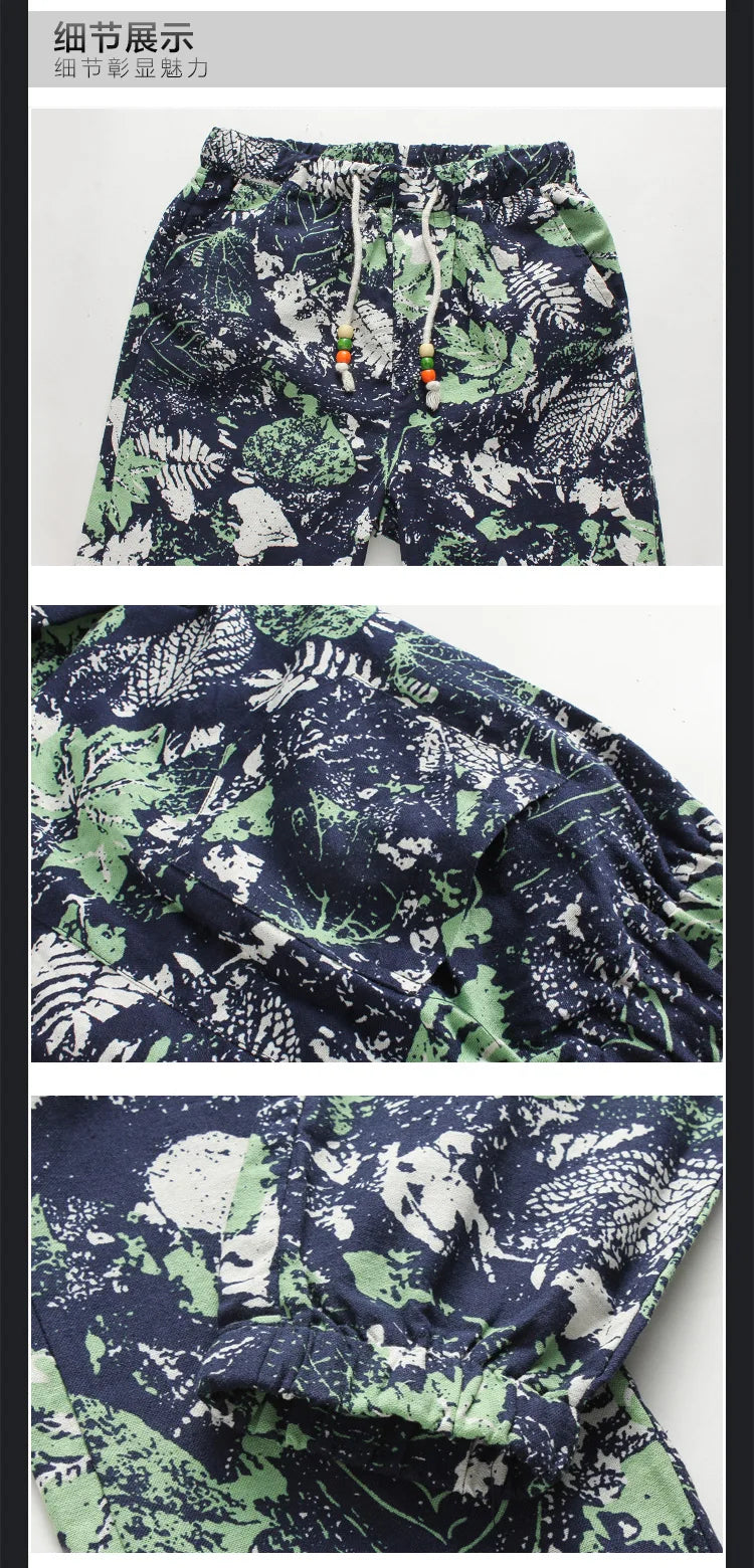 Euro Size New Fashion Spring Men Floral Print Joggers Male Casual Summer Pants Mens Sweatpants Linen Pants Men Trousers