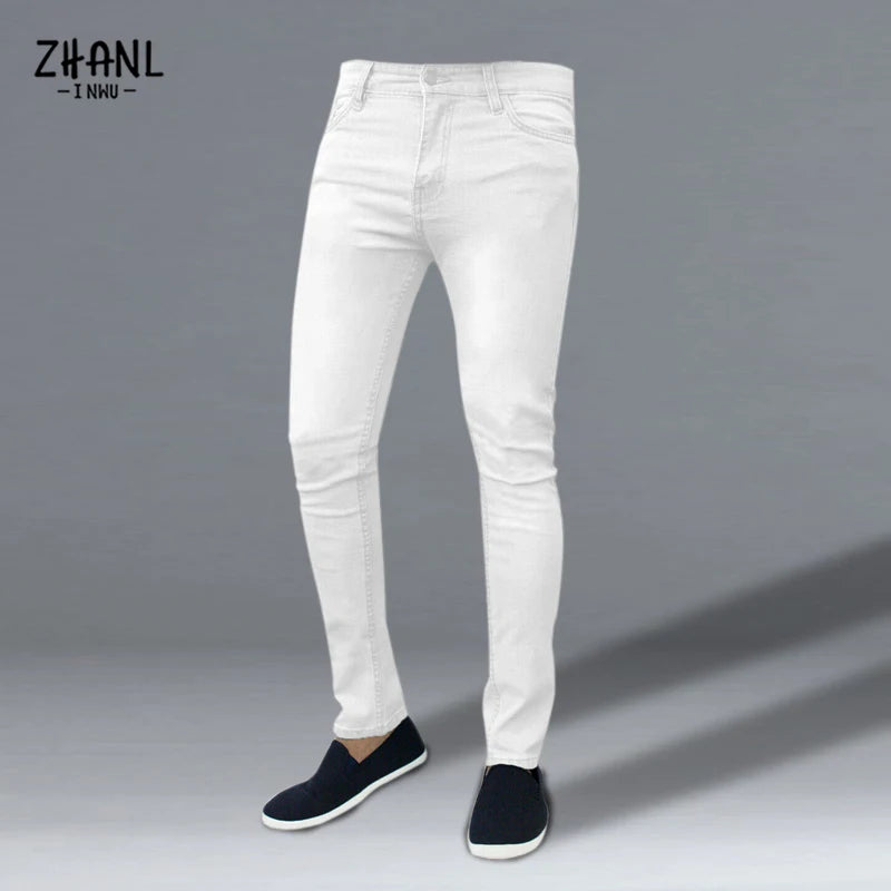 Black Fashion Men's Slim Jeans High Stretch Business Work Denim Trousers Autumn Classic Vintage Casual Skinny Jogging Jeans 2022