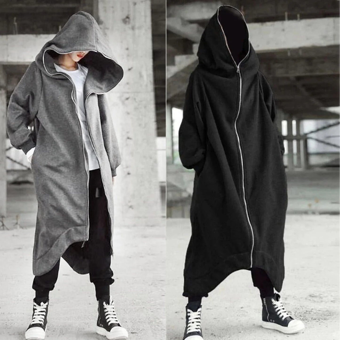Hot Selling Unisex Long Sleeve Hooded Nazgul Long Coat Zipper Closure Fleece Lined Long Hoodie