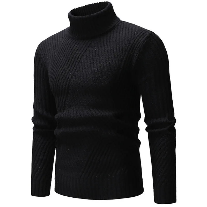 New Autumn Winter Fashion Brand Clothing Men's Sweaters Warm Slim Fit Turtleneck Men Pullover  Knitted Sweater Men