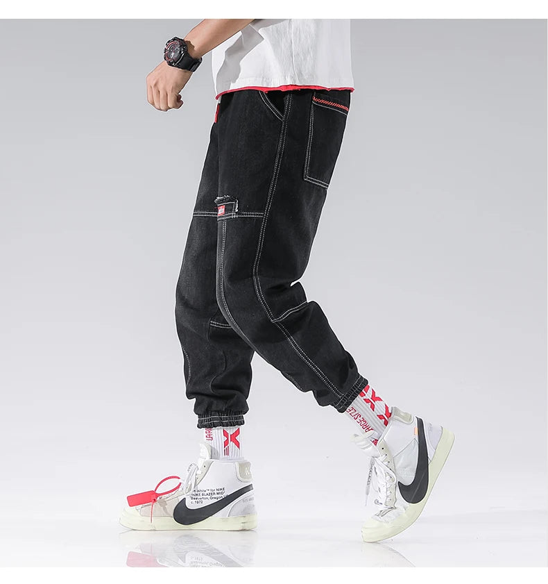 2024 New Streetwear Hip Hop Cargo Pants Men's Jeans Elastic Harun Joggers In Autumn and Spring Men ClothIng