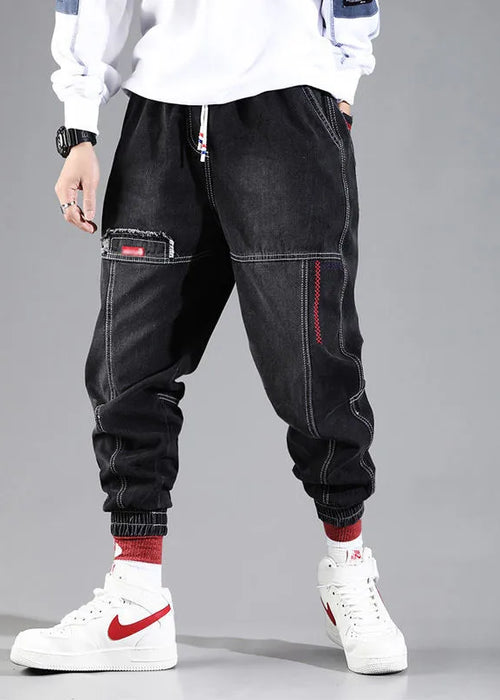 2024 New Streetwear Hip Hop Cargo Pants Men's Jeans Elastic Harun Joggers In Autumn and Spring Men ClothIng