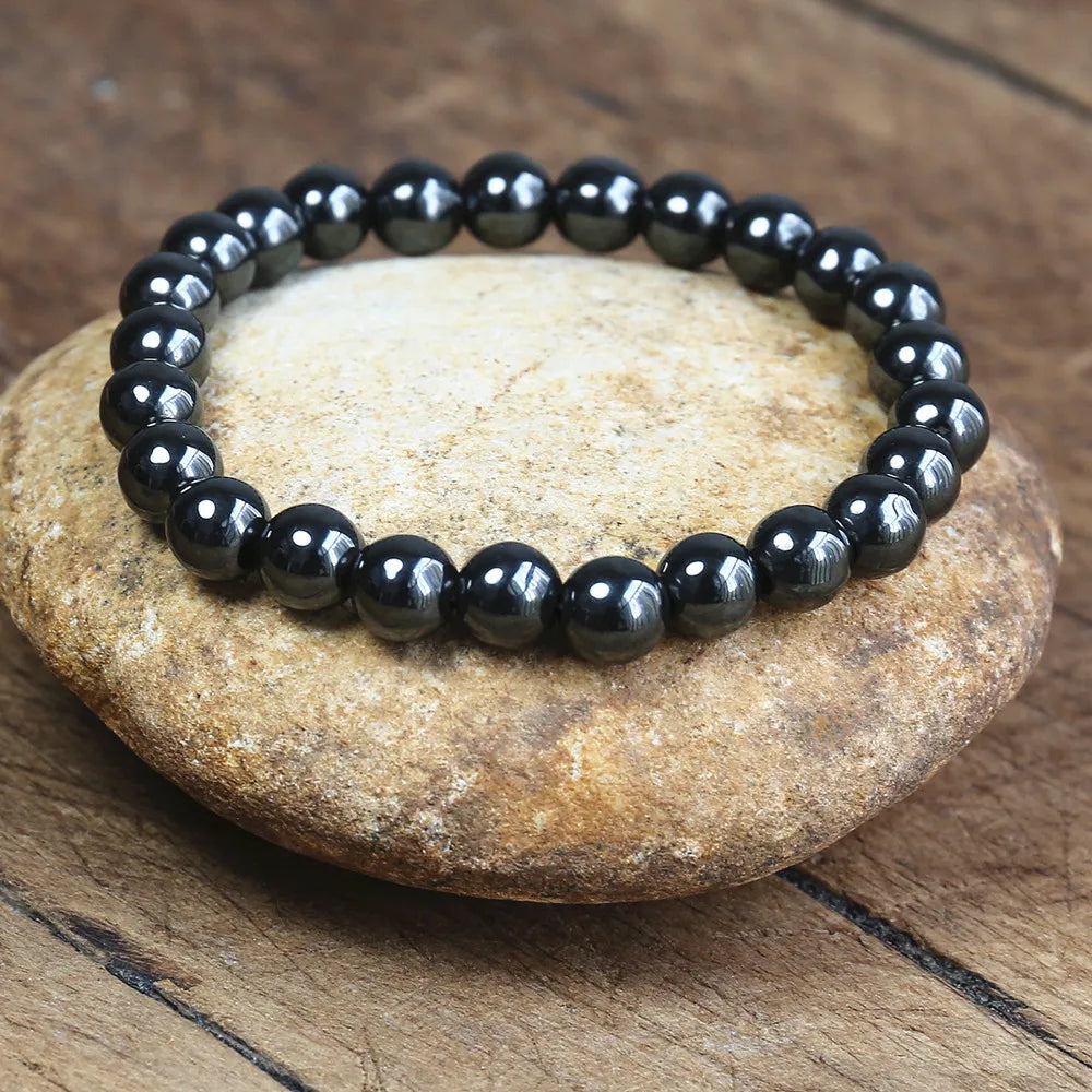 Magnetic Bracelet Beads Hematite Stone Therapy Health Care Magnet Hematite Beads Bracelet Men's Jewelry