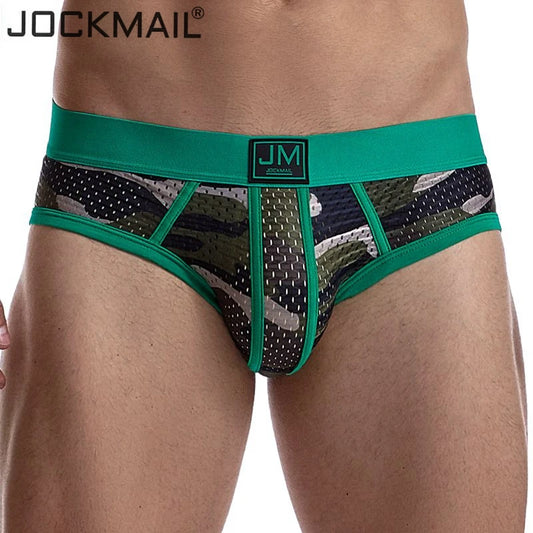 JOCKMAIL Brand new men's underwear camouflage mesh underwear men briefs Breathable low waist jockstrap gay sexy underwear slip