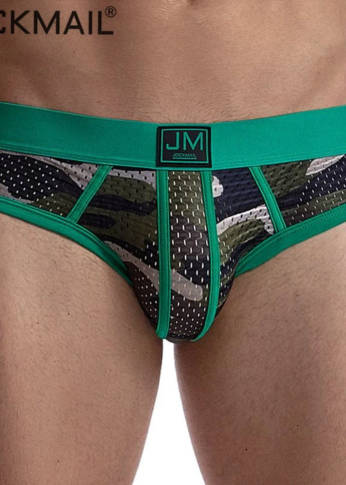 JOCKMAIL Brand new men's underwear camouflage mesh underwear men briefs Breathable low waist jockstrap gay sexy underwear slip