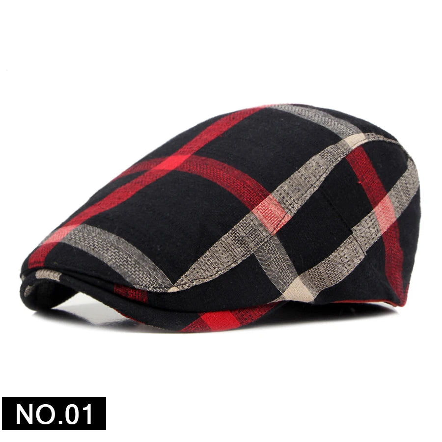 Men Women Classic Englad Style Plaid Berets Caps Casual Unisex Sports Caps Cotton Hats Boina Casquette Flat Cap Painter Cap