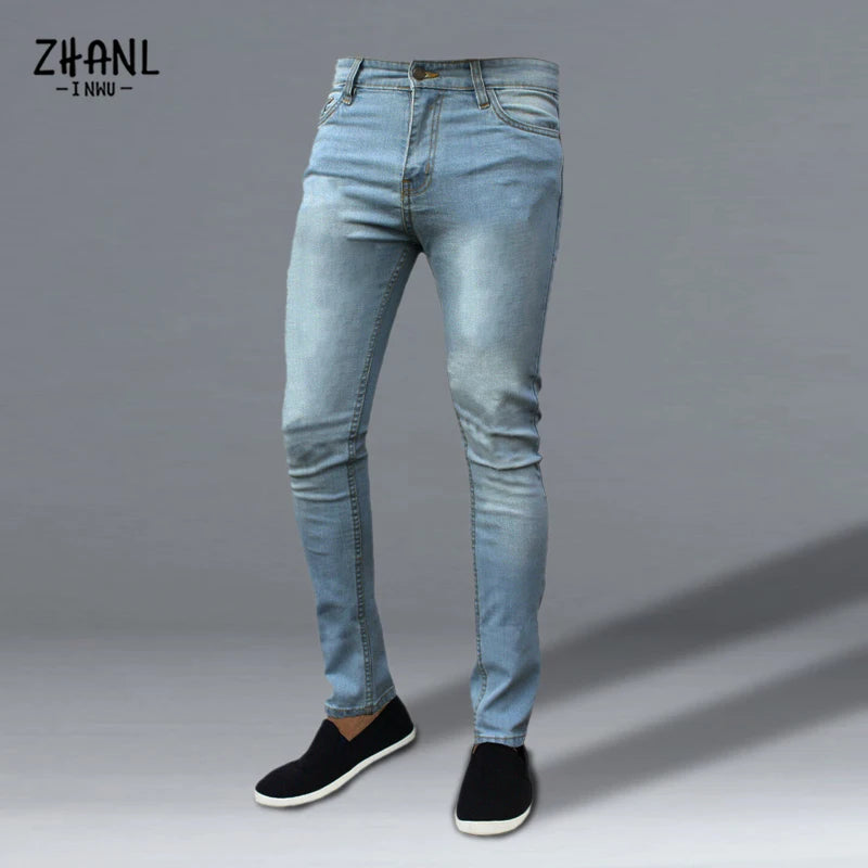 Black Fashion Men's Slim Jeans High Stretch Business Work Denim Trousers Autumn Classic Vintage Casual Skinny Jogging Jeans 2022