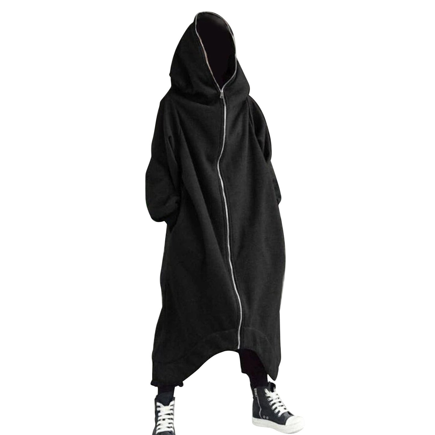 Hot Selling Unisex Long Sleeve Hooded Nazgul Long Coat Zipper Closure Fleece Lined Long Hoodie