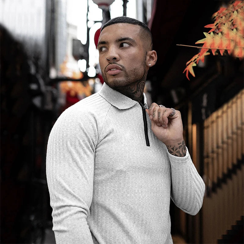 New Spring Fashion Hooded Sweaters Men Casual Turtleneck Sweaters Slim Fit Sports Pullover Men Sweater Gym Knitwear Pull Homme