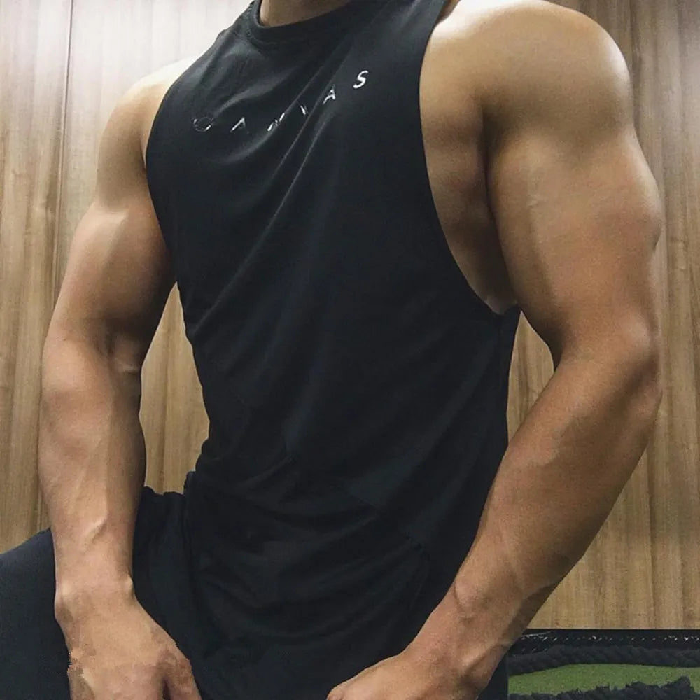 NEW Bodybuilding Sporty Tank Tops Men Gyms Fitness Workout Sleeveless Shirt Male Stringer Singlet Summer Casual Loose Undershirt