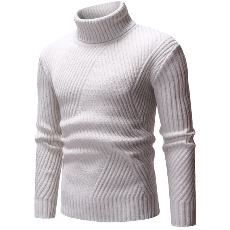 New Autumn Winter Fashion Brand Clothing Men's Sweaters Warm Slim Fit Turtleneck Men Pullover  Knitted Sweater Men