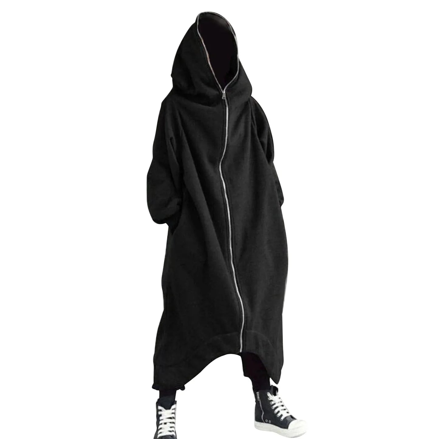 Hot Selling Unisex Long Sleeve Hooded Nazgul Long Coat Zipper Closure Fleece Lined Long Hoodie