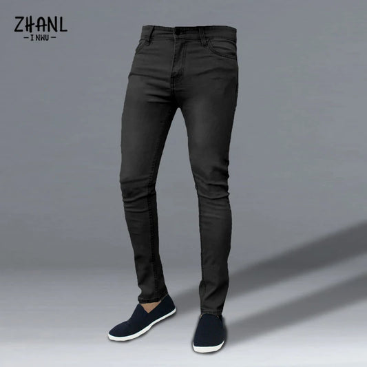 Black Fashion Men's Slim Jeans High Stretch Business Work Denim Trousers Autumn Classic Vintage Casual Skinny Jogging Jeans 2022