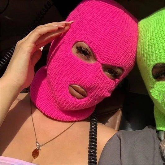 New Full Face Cover Ski Mask Hat 3 Holes Balaclava Army Tactical CS Windproof Knit Beanies Bonnet Winter Warm Unisex Caps