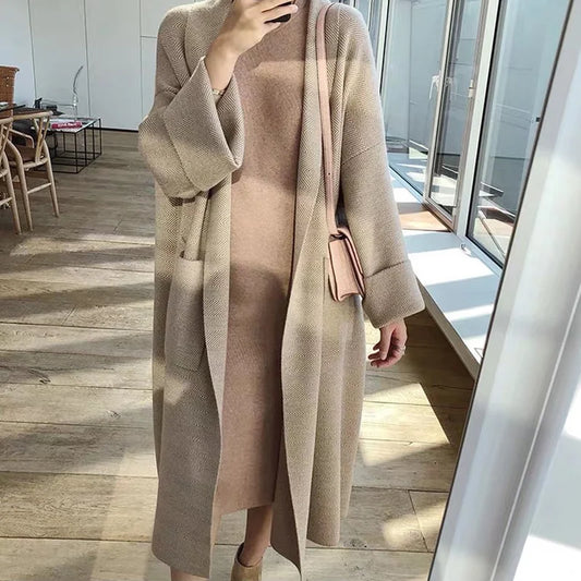 Winter Long Cardigan for Women Fashion Long Sleeve Loose Sweater Knitted Autumn Simple Casual Women's Sweaters 2020