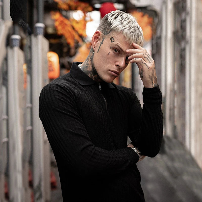 New Spring Fashion Hooded Sweaters Men Casual Turtleneck Sweaters Slim Fit Sports Pullover Men Sweater Gym Knitwear Pull Homme
