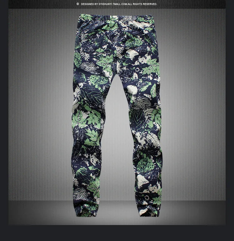 Euro Size New Fashion Spring Men Floral Print Joggers Male Casual Summer Pants Mens Sweatpants Linen Pants Men Trousers