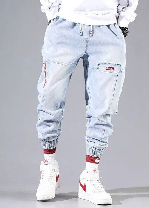 2024 New Streetwear Hip Hop Cargo Pants Men's Jeans Elastic Harun Joggers In Autumn and Spring Men ClothIng