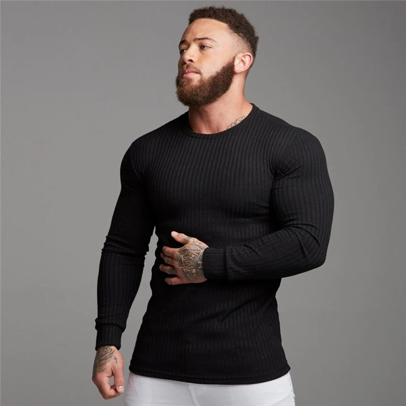 New Spring Fashion Hooded Sweaters Men Casual Turtleneck Sweaters Slim Fit Sports Pullover Men Sweater Gym Knitwear Pull Homme