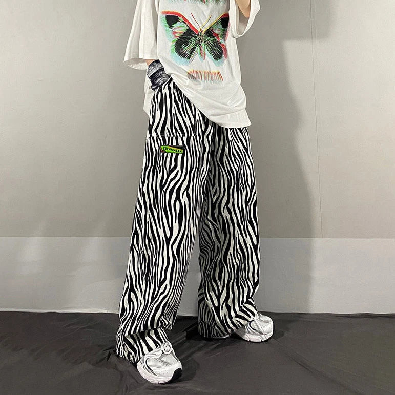 Zebra stripes pattern Trousers Loose High Waist Waist Thin Straight Printing Wide Leg Women's pants Casual Women pants joggers