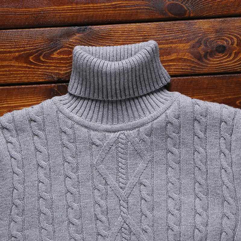 Men's Velvet Thickened Sweater Men's Winter Turtleneck Base Shirt Thick Knitted Shirt Warm Men's Inner Clothes