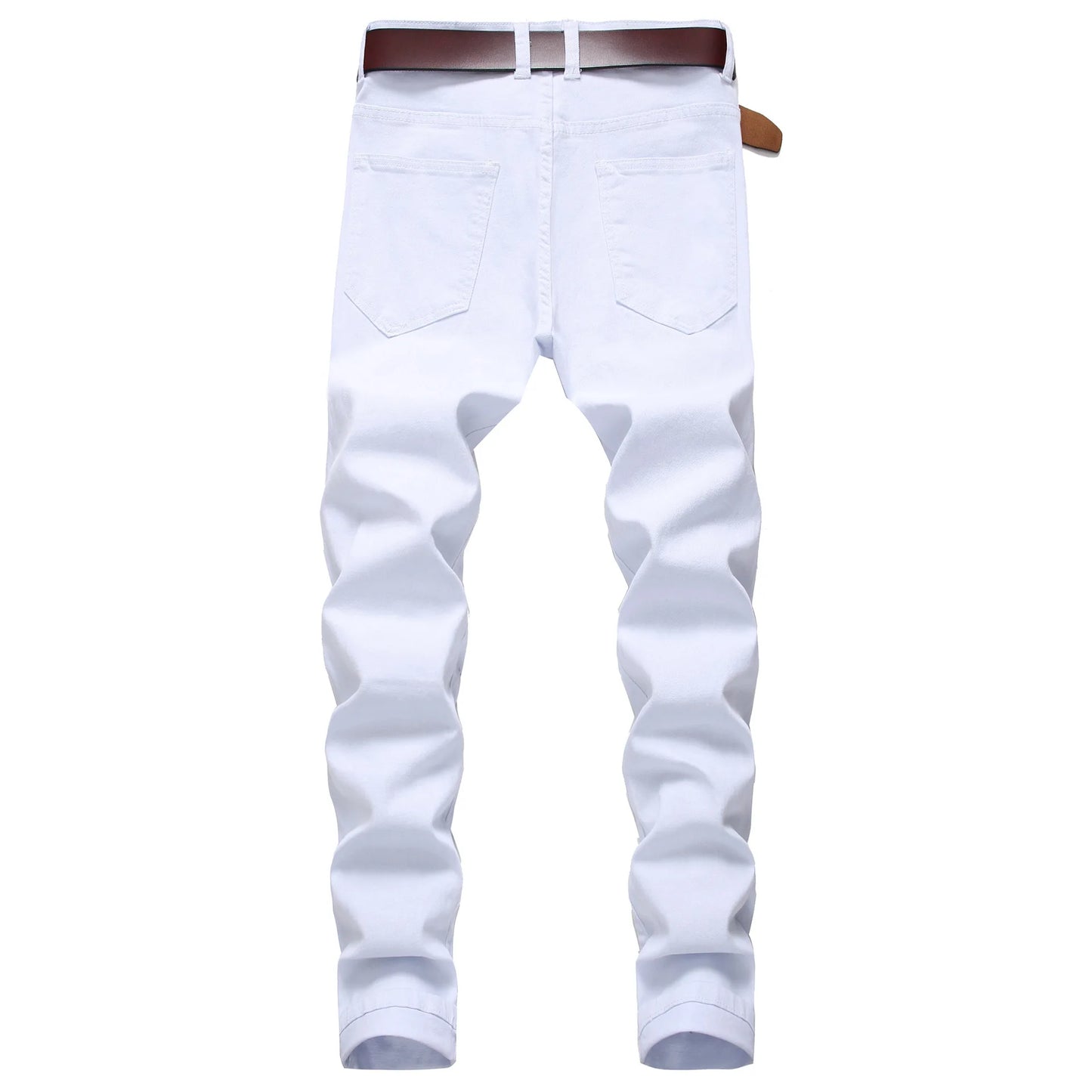 New Arrival Men's Cotton Ripped Hole Jeans Casual Slim Skinny White Jeans Men Trousers Fashion Stretch Hip Hop Denim Pants Male