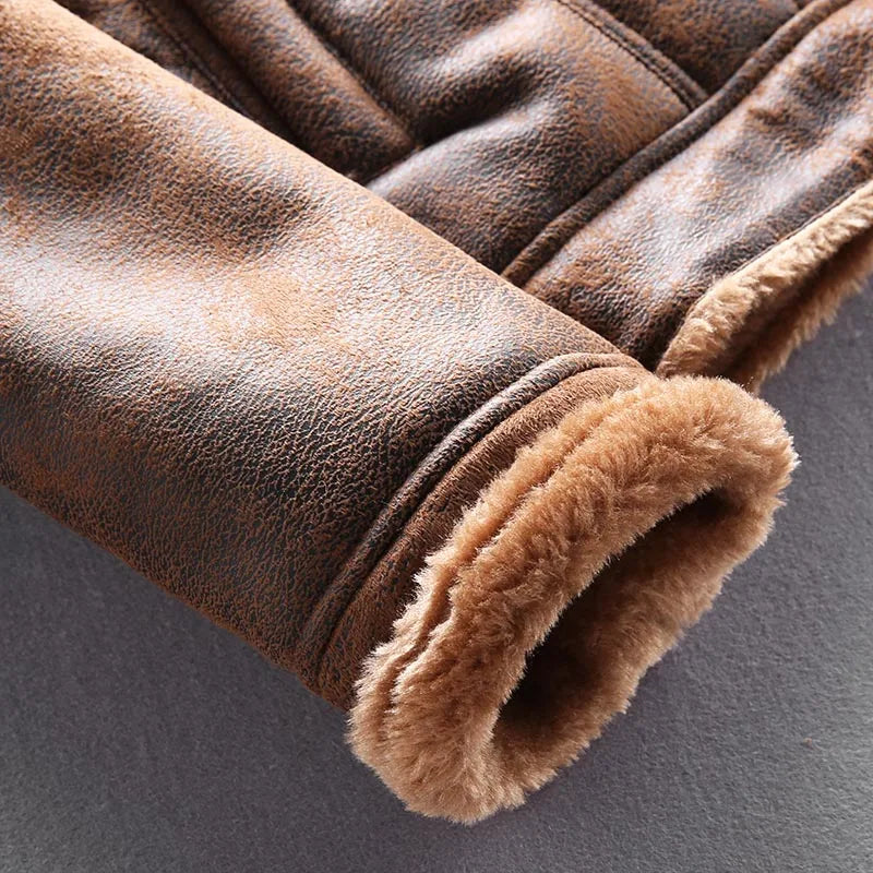 Men's Winter Thick Warm Military Bomber Pu Jacket Tactical Faux Leather Jackets Outwear Fleece Coats Fur Inner Windbreaker