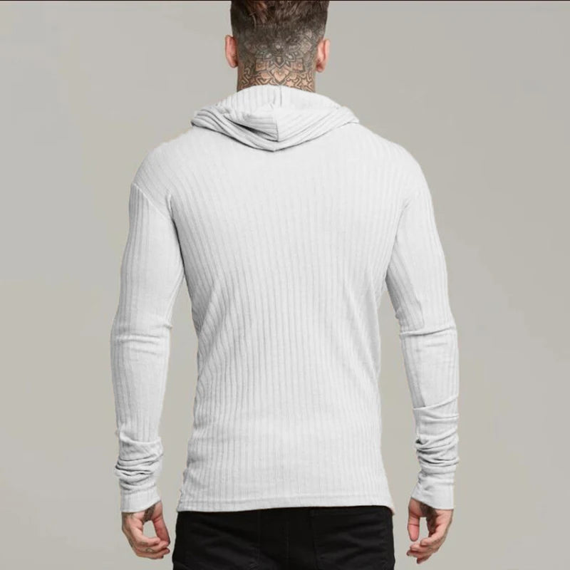New Spring Fashion Hooded Sweaters Men Casual Turtleneck Sweaters Slim Fit Sports Pullover Men Sweater Gym Knitwear Pull Homme