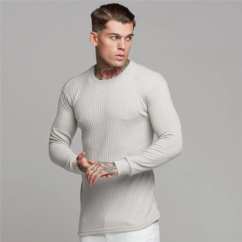 New Spring Fashion Hooded Sweaters Men Casual Turtleneck Sweaters Slim Fit Sports Pullover Men Sweater Gym Knitwear Pull Homme
