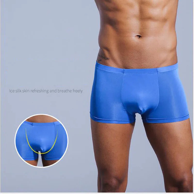 Very thin men's underwear nylon ice silk boxers double bagged high-interest high-stretch boxers