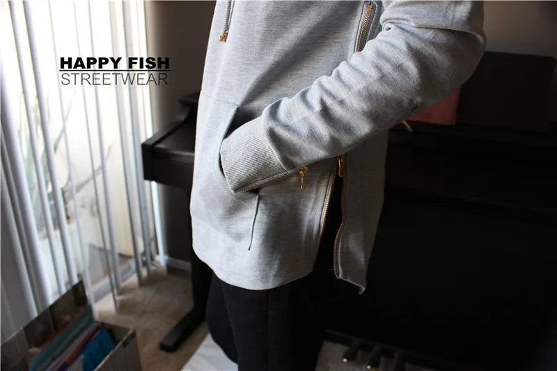 2026 Brand New Mens Hoodies Sweatshirts Streetwear Hip Hop Long Zipper Sweatshirt Cut Extended Men Hoody Sweatshirts For Male