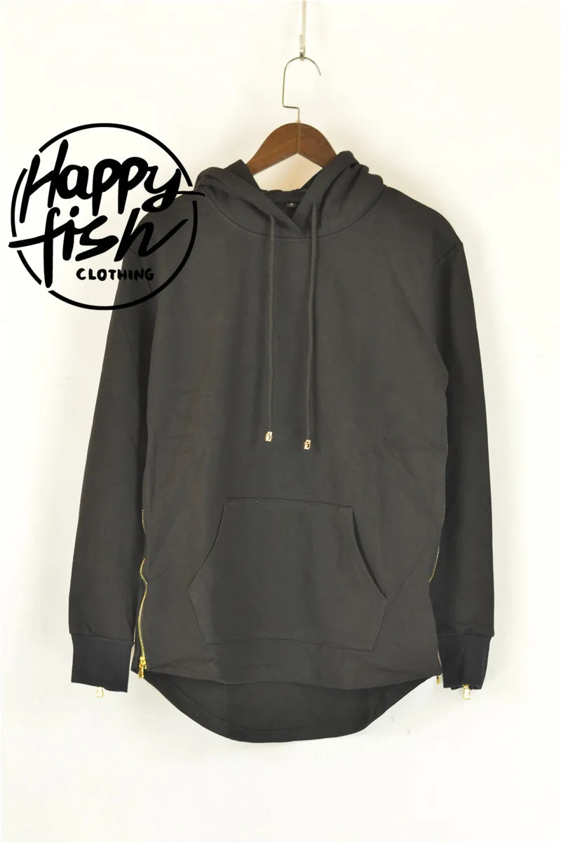 2026 Brand New Mens Hoodies Sweatshirts Streetwear Hip Hop Long Zipper Sweatshirt Cut Extended Men Hoody Sweatshirts For Male