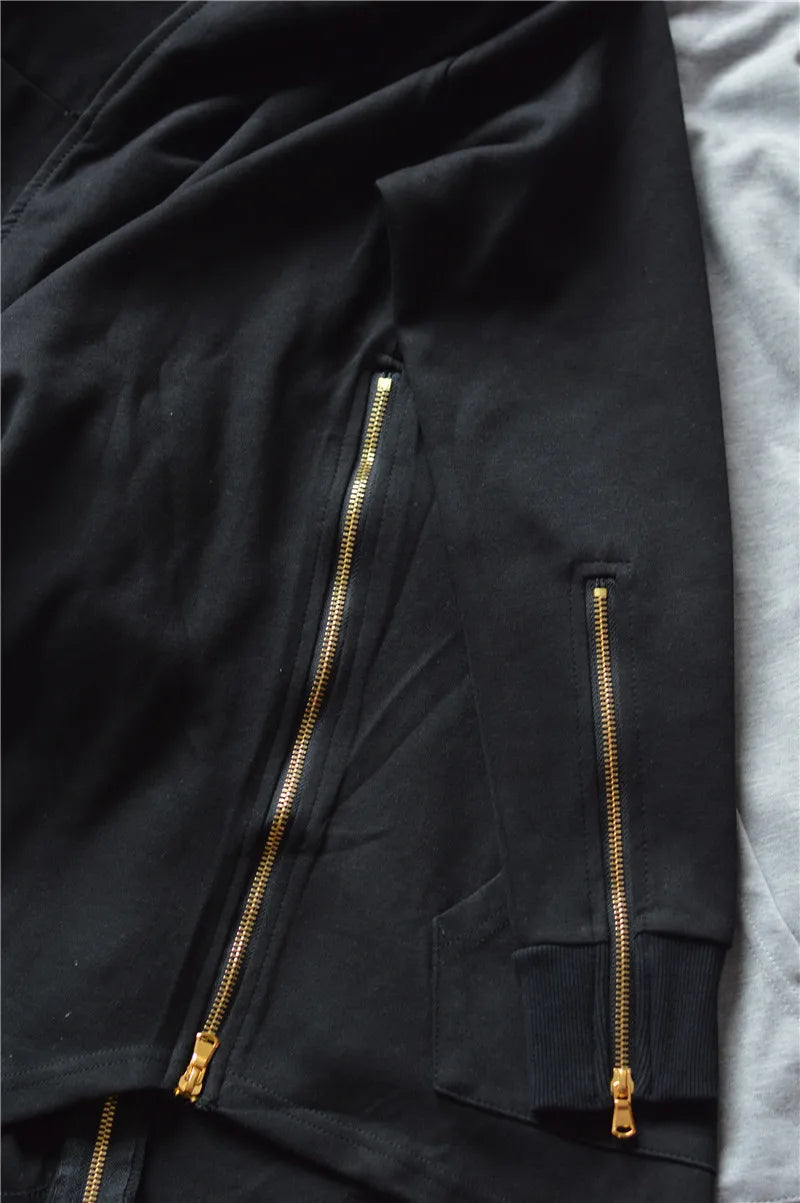 2026 Brand New Mens Hoodies Sweatshirts Streetwear Hip Hop Long Zipper Sweatshirt Cut Extended Men Hoody Sweatshirts For Male