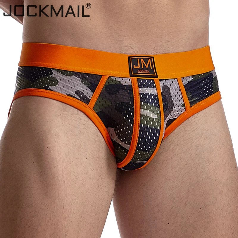 JOCKMAIL Brand new men's underwear camouflage mesh underwear men briefs Breathable low waist jockstrap gay sexy underwear slip