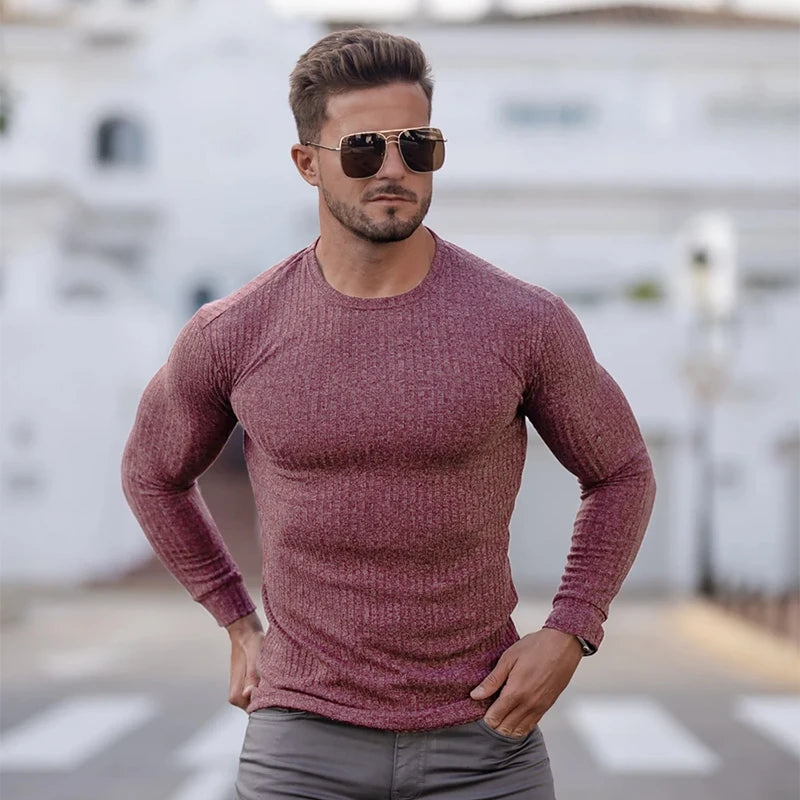 New Spring Fashion Hooded Sweaters Men Casual Turtleneck Sweaters Slim Fit Sports Pullover Men Sweater Gym Knitwear Pull Homme