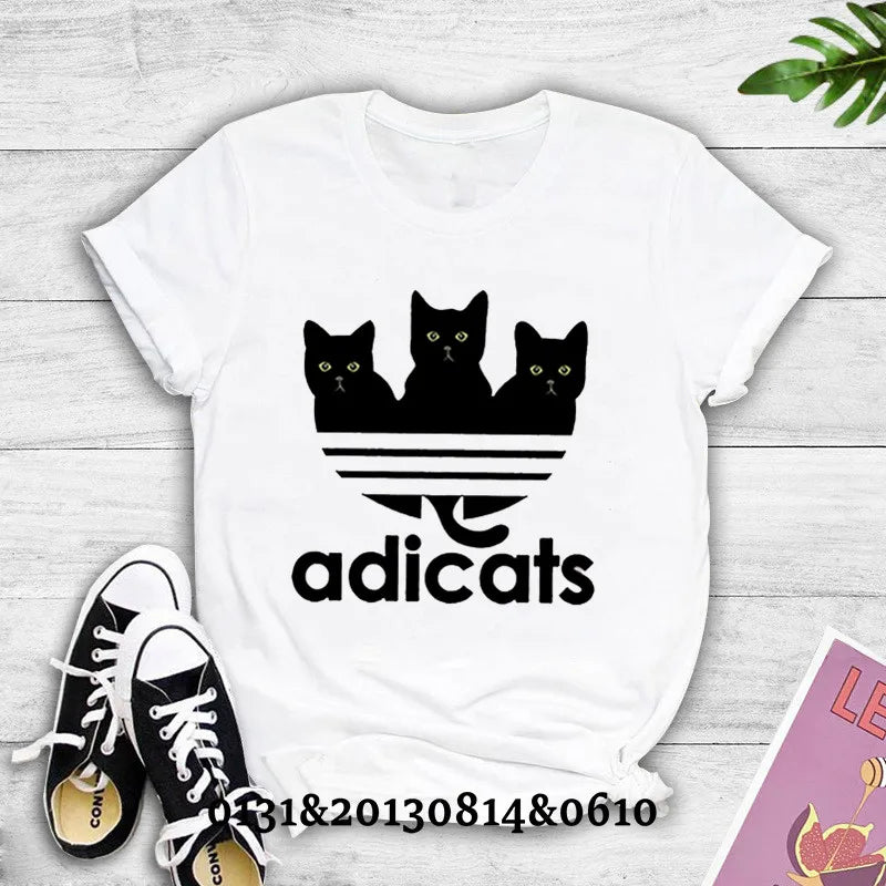 2022 Women's T-shirt New Cat Print Top Women's T-shirt O-neck Short Sleeve Summer Multicolor Female Top T-shirt Streetwear