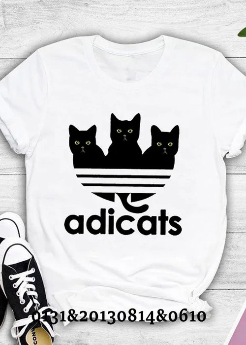 2022 Women's T-shirt New Cat Print Top Women's T-shirt O-neck Short Sleeve Summer Multicolor Female Top T-shirt Streetwear