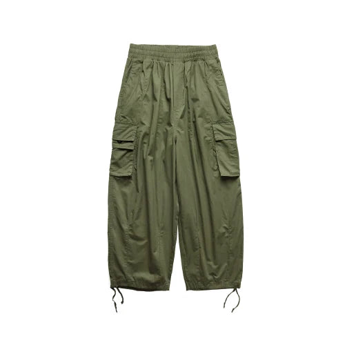 Multi-Pocket Oversized Cargo Pants Mens Casual Solid Thin Baggy Wide Leg Ankle Trousers Man Jogger Pants Harem Lantern Pants