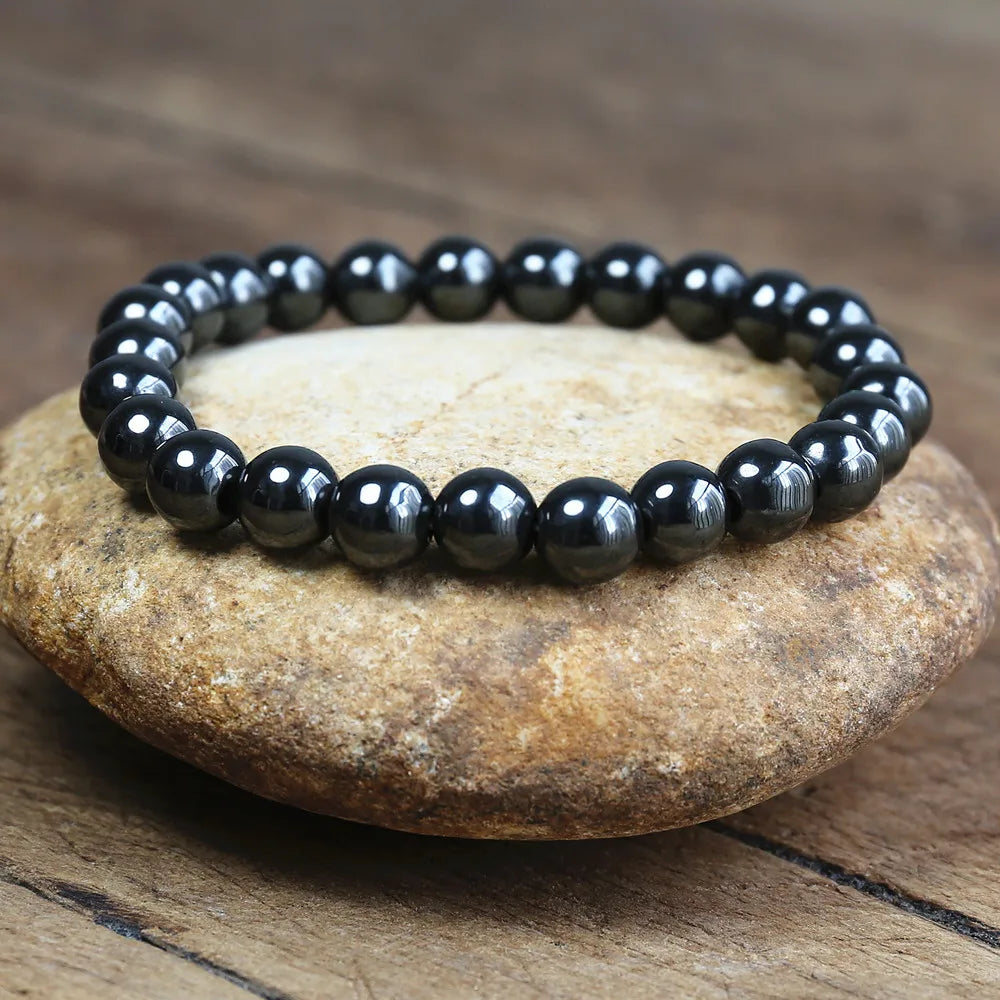 Magnetic Bracelet Beads Hematite Stone Therapy Health Care Magnet Hematite Beads Bracelet Men's Jewelry