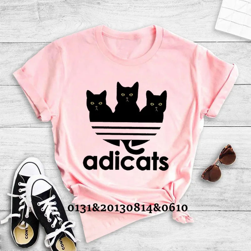 2022 Women's T-shirt New Cat Print Top Women's T-shirt O-neck Short Sleeve Summer Multicolor Female Top T-shirt Streetwear