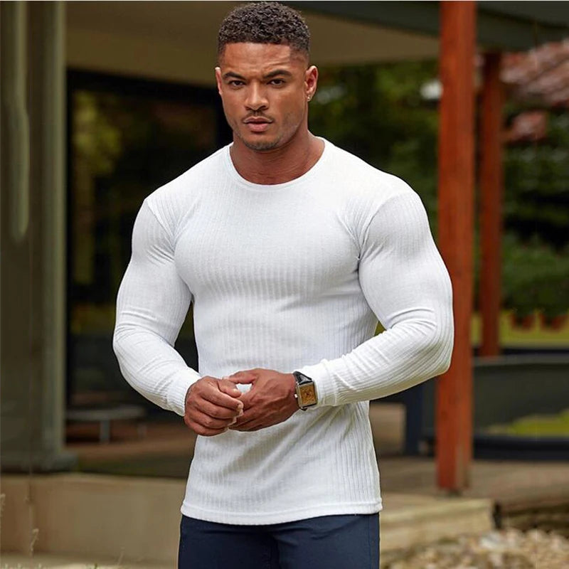 New Spring Fashion Hooded Sweaters Men Casual Turtleneck Sweaters Slim Fit Sports Pullover Men Sweater Gym Knitwear Pull Homme
