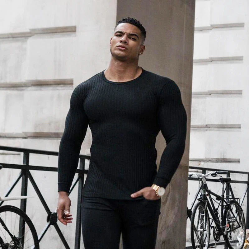 New Spring Fashion Hooded Sweaters Men Casual Turtleneck Sweaters Slim Fit Sports Pullover Men Sweater Gym Knitwear Pull Homme