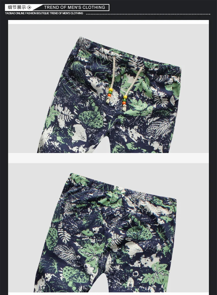 Euro Size New Fashion Spring Men Floral Print Joggers Male Casual Summer Pants Mens Sweatpants Linen Pants Men Trousers