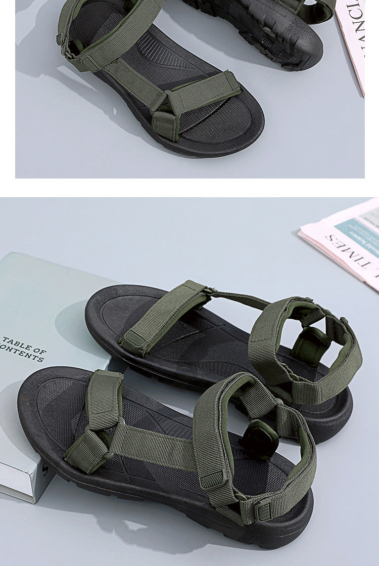 Summer Men‘s Casual Sandals Non-slip HOOK& Loop Sport Sandal Man Outdoor Beach Slippers Holiday Soft Sole Light Water Shoes