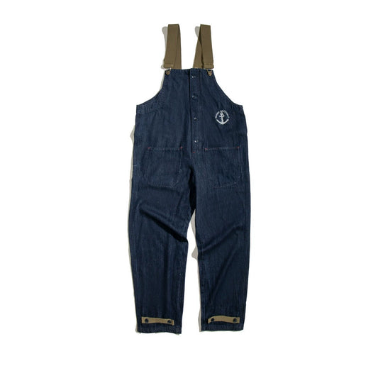 Denim Navy Deck Overalls Washed Overalls