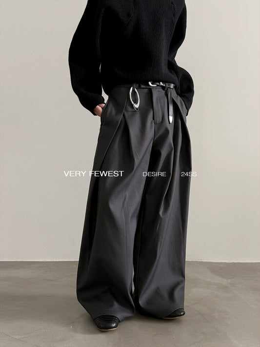 Very Fewest Fall and Winter New Arrival Heavy Weight Three-Dimensional Ruched Wide-Leg Casual Pants Men's and Women's Stylish Suit Pants