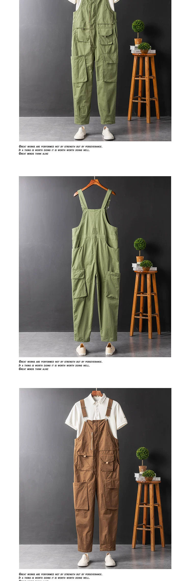 Hip Hop Light Green Couple's Idle Style Suspenders Workwear