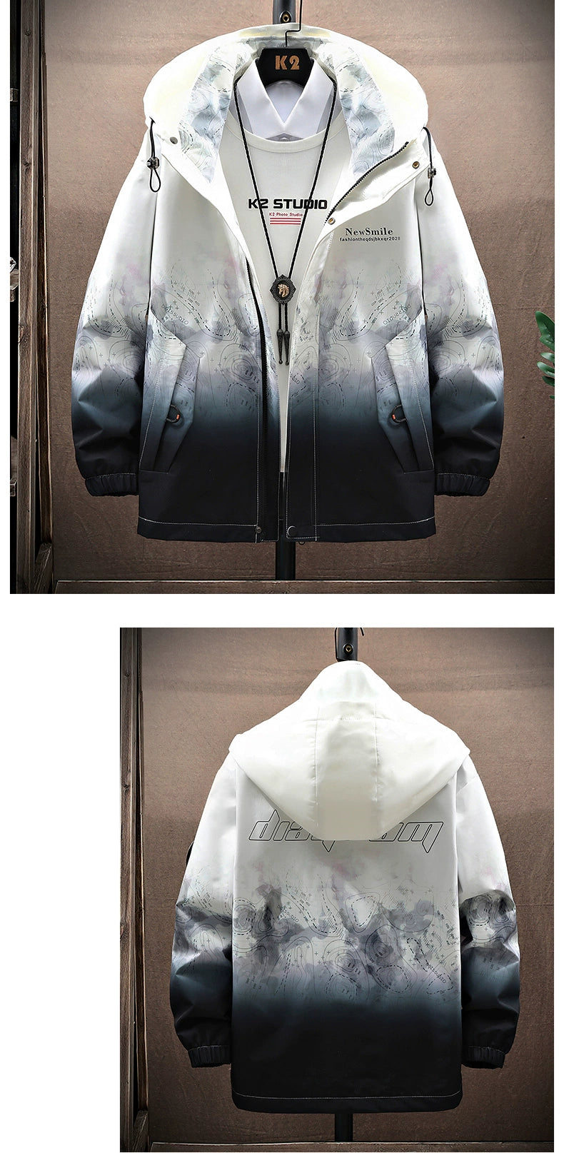 Gradient Color Spring New Arrival Casual Handsome Hooded Outwear