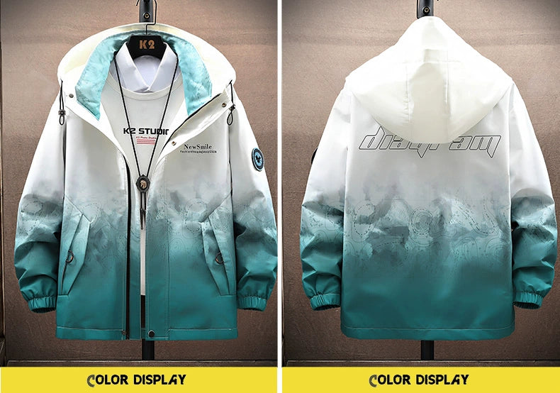 Gradient Color Spring New Arrival Casual Handsome Hooded Outwear