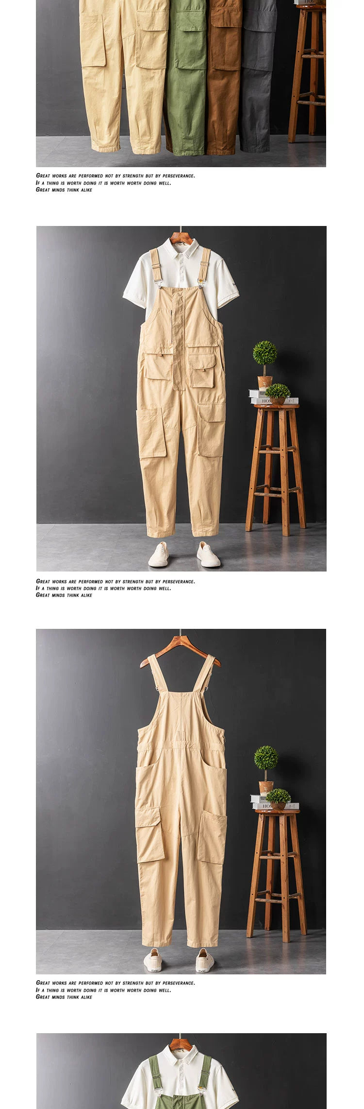 Hip Hop Light Green Couple's Idle Style Suspenders Workwear